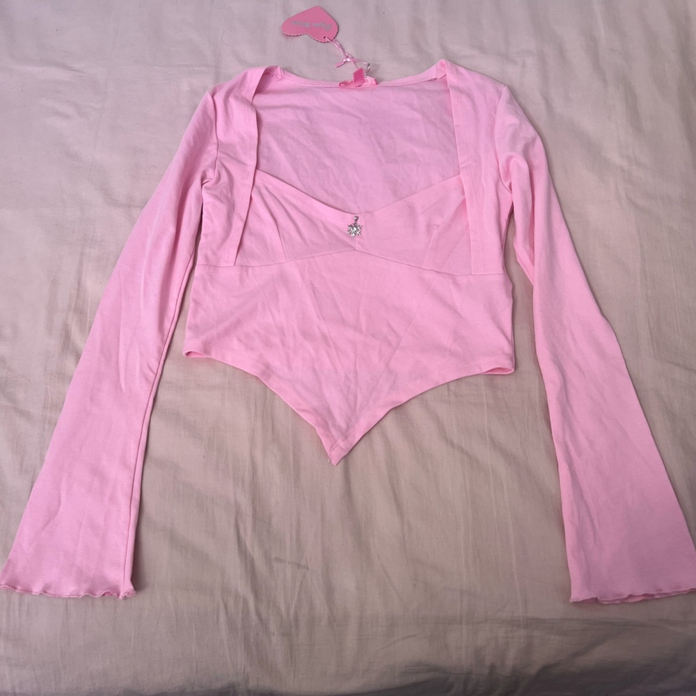 Sugar Thrillz Pink Long Sleeve Snowflake Top